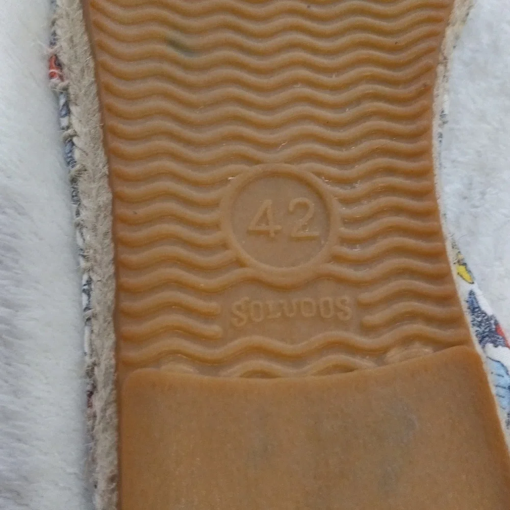 Soludos Floral Espadrille Flats Size 10.5 Canvas Jute Slip On Shoes